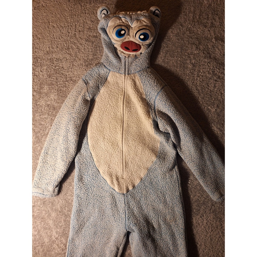 Briefly Stated Yeti Monster Hooded Costume Blue Jumpsuit Medium Halloween